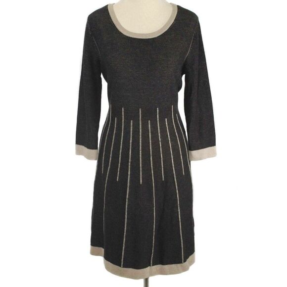 JESSICA H Heathered Gray & Tan Knit Sheath Sweater Dress NWT Women's Size Large - Picture 1 of 5